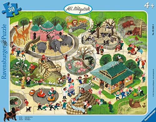 Ravensburger Kinderpuzzle - Ali Mitgutsch: Im Zoo - 30-48 Teile Rahmenpuzzle für Kinder ab 4 Jahren von Ravensburger