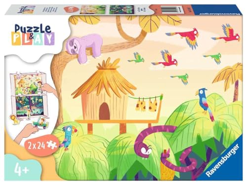 Ravensburger Kinderpuzzle Puzzle&Play 05593 - Dschungelabenteuer - 2x24 Teile Puzzle für Kinder ab 4 Jahren von Ravensburger