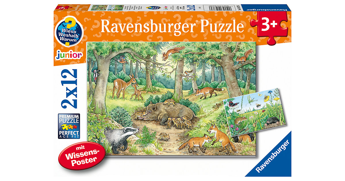 Ravensburger Kinderpuzzle - 05673 Tiere im Wald und auf der Wiese - 2x12 Teile + Wissensposter, Wieso? Weshalb? Warum? Puzzle Kinder ab 3 Jahren Kinder Ravensburger Kinderpuzzle - 05673 Tiere im Wald und auf der Wiese - 2x12 Teile + Wissensposter, Wieso? Weshalb? Warum? Puzzle Kinder ab 3 Jahren Kinder von Ravensburger