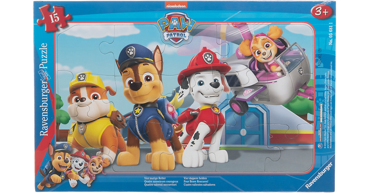 Ravensburger Kinderpuzzle 05681 - Vier mutige Retter - 15 Teile PAW Patrol Rahmenpuzzle Kinder ab 3 Jahren Kleinkinder Ravensburger Kinderpuzzle 05681 - Vier mutige Retter - 15 Teile PAW Patrol Rahmenpuzzle Kinder ab 3 Jahren Kleinkinder von Ravensburger