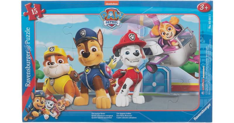 Ravensburger Kinderpuzzle 05681 - Vier mutige Retter - 15 Teile PAW Patrol Rahmenpuzzle Kinder ab 3 Jahren  Kleinkinder von Ravensburger