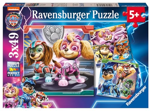 Ravensburger Kinderpuzzle 05708 - PAW Patrol: The Mighty Movie - 3x49 Teile Paw Patrol Puzzle für Kinder ab 5 Jahren von Ravensburger