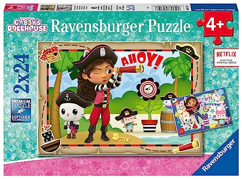 Ravensburger Kinderpuzzle 05710 - Auf zur Piraten-Party! - 2x24 Teile Gabby's Dollhouse Puzzle für Kinder ab 4 Jahren von Ravensburger