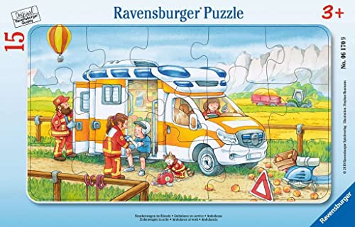 Ravensburger Kinderpuzzle - 06170 Krankenwagen im Einsatz - Rahmenpuzzle für Kinder ab 3 Jahren, mit 15 Teilen Ravensburger Kinderpuzzle - 06170 Krankenwagen im Einsatz - Rahmenpuzzle für Kinder ab 3 Jahren, mit 15 Teilen von Ravensburger