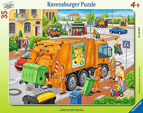 Ravensburger Kinderpuzzle - 06346 Müllabfuhr - Rahmenpuzzle für Kinder ab 4 Jahren, mit 35 Teilen von Ravensburger