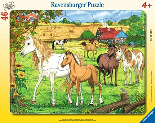Ravensburger Kinderpuzzle 06646 - Pferde auf der Koppel - Rahmenpuzzle, Brown von Ravensburger