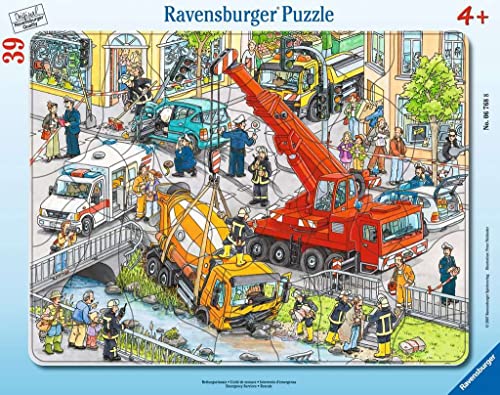 Ravensburger Kinderpuzzle - 06768 Rettungseinsatz - Rahmenpuzzle für Kinder ab 4 Jahren, mit 39 Teilen von Ravensburger