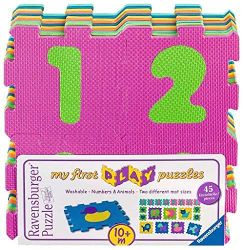 Ravensburger Kinderpuzzle - 06985 Zahlen und Tiere - Schaumstoff-Puzzle für Kinder ab 10 Monaten, mit 45 Teilen von Ravensburger