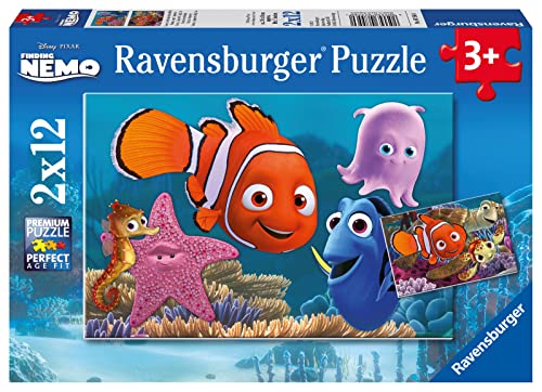 Ravensburger Kinderpuzzle - 07556 Nemo der kleine Ausreißer - Puzzle für Kinder ab 3 Jahren, Disney Findet Nemo Puzzle mit 2x12 Teilen von Ravensburger