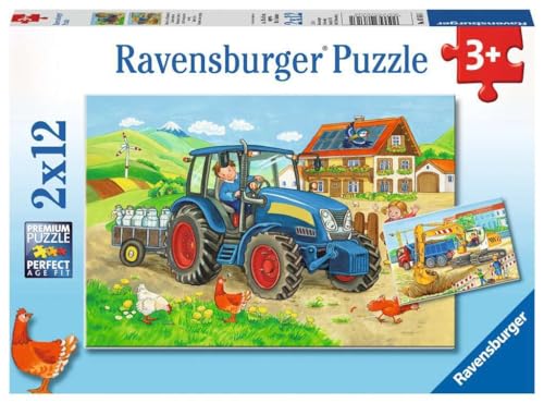 Ravensburger Kinderpuzzle - 07616 Baustelle und Bauernhof - Puzzle für Kinder ab 3 Jahren, mit 2x12 Teilen Ravensburger Kinderpuzzle - 07616 Baustelle und Bauernhof - Puzzle für Kinder ab 3 Jahren, mit 2x12 Teilen von Ravensburger