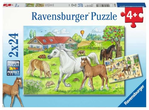 Ravensburger Kinderpuzzle - 07833 Auf dem Pferdehof - Puzzle für Kinder ab 4 Jahren, mit 2x24 Teilen von Ravensburger