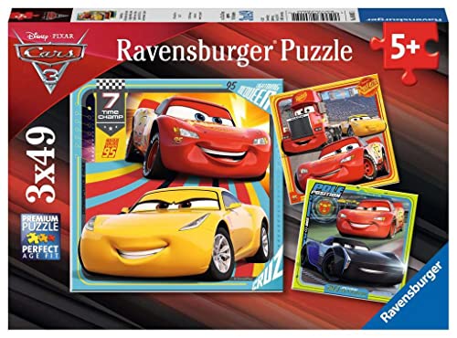 Ravensburger Kinderpuzzle - 08015 Bunte Flitzer - Puzzle für Kinder ab 5 Jahren, Disney Cars Puzzle mit 3x49 Teilen von Ravensburger