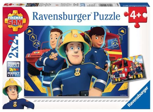 Ravensburger Kinderpuzzle - 09042 Sam hilft dir in der Not - Puzzle für Kinder ab 4 Jahren, Feuerwehrmann Sam Puzzle mit 2x24 Teilen von Ravensburger