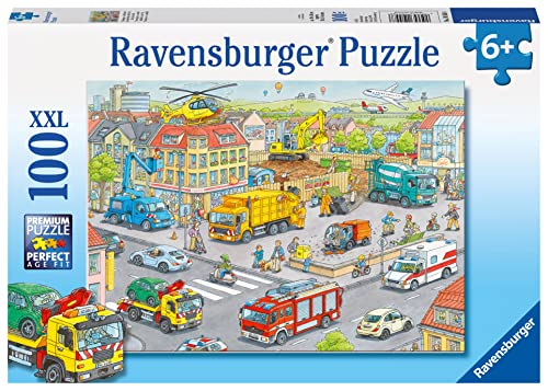 Ravensburger Kinderpuzzle - 10558 Fahrzeuge in der Stadt - Puzzle für Kinder ab 6 Jahren, mit 100 Teilen im XXL-Format von Ravensburger
