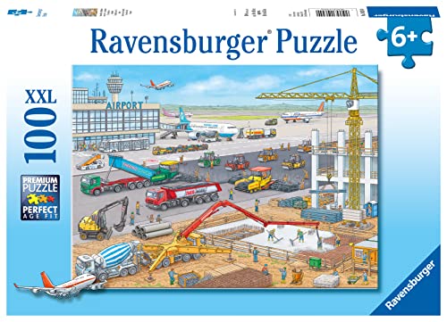Ravensburger Kinderpuzzle - 10624 Baustelle am Flughafen - Puzzle für Kinder ab 6 Jahren, mit 100 Teilen im XXL-Format von Ravensburger