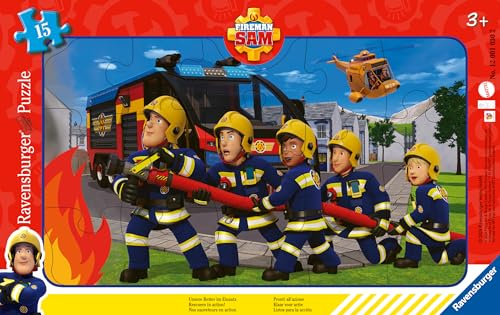 Ravensburger Kinderpuzzle 12001030 - Unsere Retter im Einsatz - 15 Teile Fireman Sam Rahmenpuzzle für Kinder ab 3 Jahren von Ravensburger