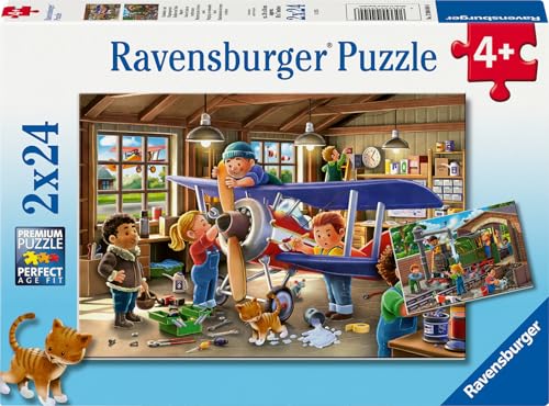 Ravensburger Kinderpuzzle - 12004044 Flugzeuge & Züge - Puzzle für Kinder ab 4 Jahren, mit 2x24 Teilen von Ravensburger