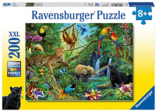 Ravensburger Kinderpuzzle - 12660 Tiere im Dschungel - Tier-Puzzle für Kinder ab 8 Jahren, mit 200 Teilen im XXL-Format von Ravensburger