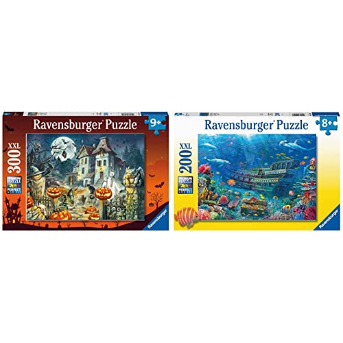 Ravensburger Kinderpuzzle - 13264 Das Halloweenhaus - Halloween-Puzzle, mit 300 Teilen im XXL-Format & 12944 Versunkenes Schiff - Unterwasserwelt-Puzzle, mit 200 Teilen im XXL-Format Ravensburger Kinderpuzzle - 13264 Das Halloweenhaus - Halloween-Puzzle, mit 300 Teilen im XXL-Format & 12944 Versunkenes Schiff - Unterwasserwelt-Puzzle, mit 200 Teilen im XXL-Format von Ravensburger