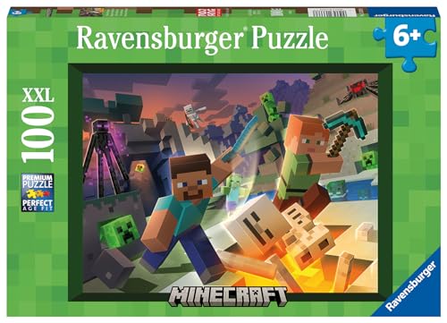 Ravensburger Kinderpuzzle 13333 - Monster Minecraft - 100 Teile XXL Minecraft Puzzle für Kinder ab 6 Jahren von Ravensburger