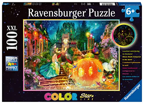 Ravensburger Kinderpuzzle - 13357 Tanz um Mitternacht - dreifarbiges Leuchtpuzzle für Kinder ab 6 Jahren, mit 100 Teilen im XXL-Format, Leuchtet im Dunkeln von Ravensburger