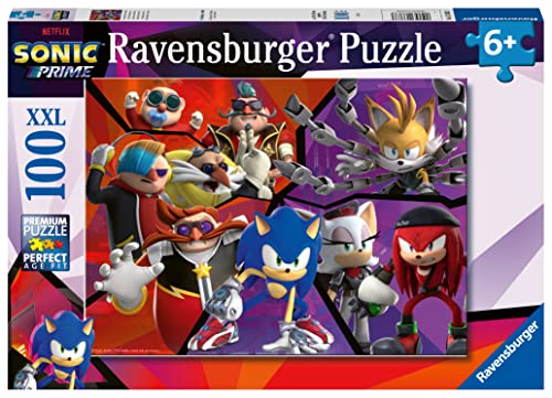 Ravensburger Kinderpuzzle 13383 - Nichts kann Sonic aufhalten - 100 Teile XXL Sonic Prime Puzzle für Kinder ab 6 Jahren von Ravensburger