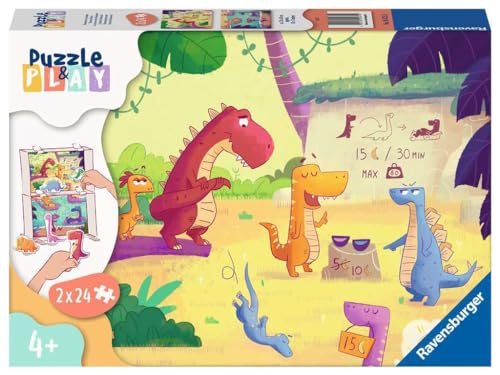 Ravensburger Kinderpuzzle Puzzle&Play 05675 - Dinosaurier im Sommer - 2x24 Teile Puzzle für Kinder ab 4 Jahren von Ravensburger
