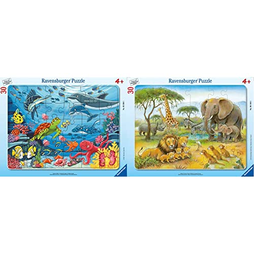 Ravensburger Kinderpuzzle - Unten im Meer - 30-48 Teile Rahmenpuzzle für Kinder ab 4 Jahren & Kinderpuzzle - 06146 Afrikas Tierwelt - Rahmenpuzzle für Kinder ab 4 Jahren, mit 30 Teilen von Ravensburger