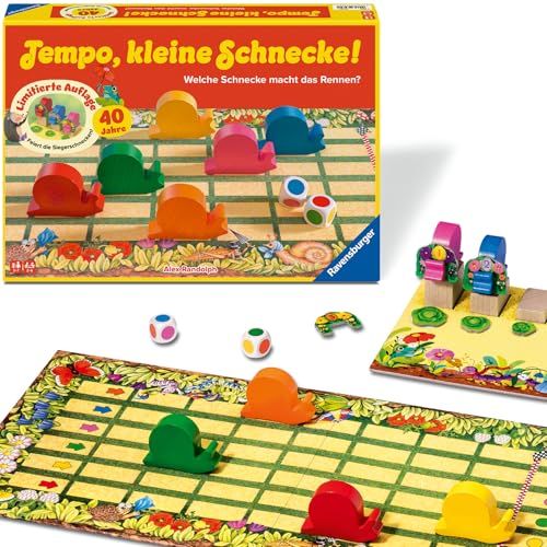 Ravensburger Kinderspiel 23034 - Tempo kleine Schnecke 40 Jahre Jubiläum, beliebtes Schneckenrennen mit zusätzlicher Siegerehrung, Brettspiel für Mädchen und Jungen, 2-6 Spieler, ab 3 Jahren Ravensburger Kinderspiel 23034 - Tempo kleine Schnecke 40 Jahre Jubiläum, beliebtes Schneckenrennen mit zusätzlicher Siegerehrung, Brettspiel für Mädchen und Jungen, 2-6 Spieler, ab 3 Jahren von Ravensburger