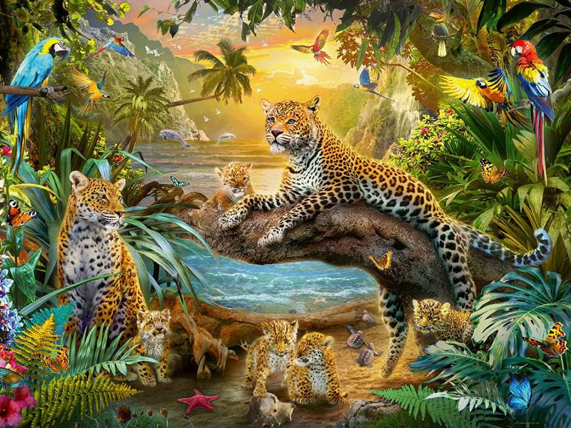 Ravensburger Leopardenfamilie im Dschungel 1500 Teile Puzzle Ravensburger-00738 von Ravensburger