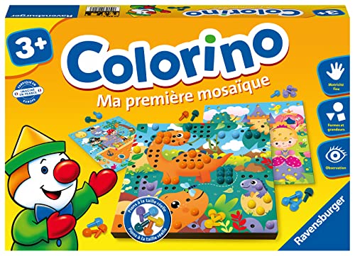 Ravensburger - Lernspiel – Colorino Mein erstes Mosaik – Lernspiel der Farben und Handhabung – Motorik und Kreativität – ab 3 Jahren – 20891 – französische Version L von Ravensburger