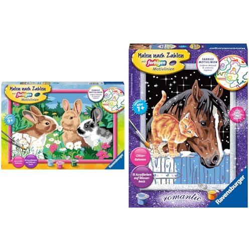 Ravensburger Malen Nach Zahlen - Putzige Häschen für Kinder Ab 9 Jahren & Fohlen Mit Kätzchen für Kinder Ab 7 Jahren von Ravensburger