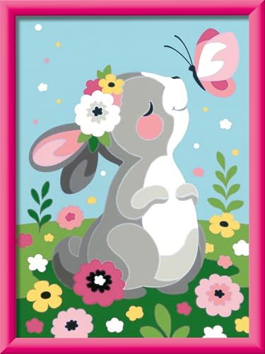 Ravensburger CreArt 20062 - Frühlingsgrüße - Malen nach Zahlen Kaninchen für Kinder ab 7 Jahre, Malset mit Rahmen, Pinsel und Acrylfarben, Geschenk für Mädchen und Jungen von Ravensburger