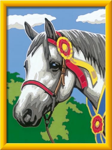 Ravensburger CreArt 20063 - Stolzes Turnier-Pferd - Malen nach Zahlen ab 9 Jahre, Malset mit Rahmen, Pinsel und Acrylfarben, Geschenk für Mädchen und Jungen, mit Stickern Ravensburger CreArt 20063 - Stolzes Turnier-Pferd - Malen nach Zahlen ab 9 Jahre, Malset mit Rahmen, Pinsel und Acrylfarben, Geschenk für Mädchen und Jungen, mit Stickern von Ravensburger