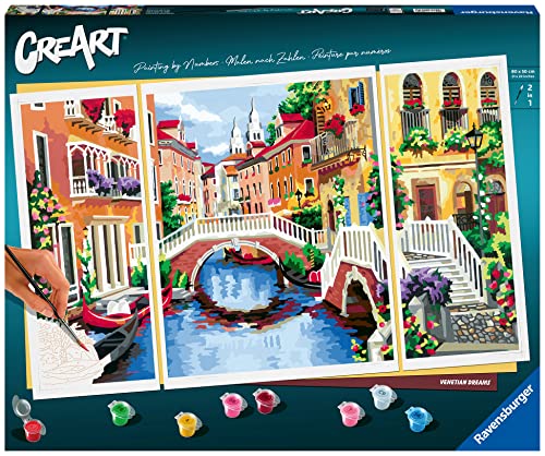 Ravensburger CreArt 20135 - Venezianische Träume - Triptychon Malen nach Zahlen Erwachsene, DIY Malset mit Pinsel und Acrylfarben, Geschenk für Frauen und Männer, Malen für Erwachsene Ravensburger CreArt 20135 - Venezianische Träume - Triptychon Malen nach Zahlen Erwachsene, DIY Malset mit Pinsel und Acrylfarben, Geschenk für Frauen und Männer, Malen für Erwachsene von Ravensburger