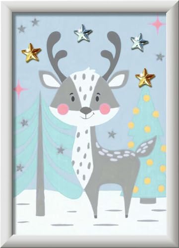 Ravensburger CreArt 20159 - Niedlicher Hirsch - Malen nach Zahlen für Kinder ab 7 Jahre, Malset mit Rahmen, Pinsel und Acrylfarben, Geschenk für Mädchen und Jungen, mit Glitzer von Ravensburger