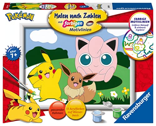 Ravensburger Malen nach Zahlen 20298 - Pokémon Abenteuer - Malen nach Zahlen für Kinder ab 7 Jahren, Pokémon Spielzeug, Pokémon Geschenk von Ravensburger
