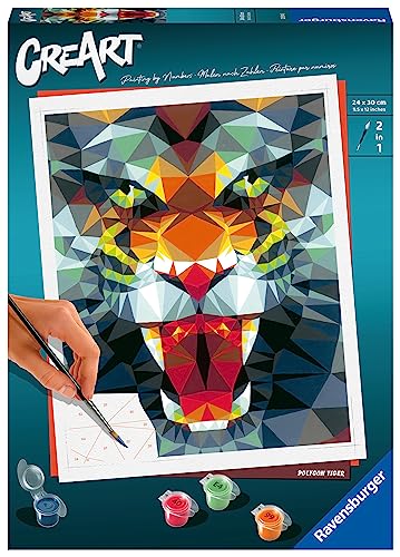 Ravensburger CreArt 23514 - Polygon Tiger - Malen nach Zahlen Erwachsene, DIY Malset mit Pinsel und Acrylfarben, Geschenk für Frauen und Männer, Malen für Erwachsene Ravensburger CreArt 23514 - Polygon Tiger - Malen nach Zahlen Erwachsene, DIY Malset mit Pinsel und Acrylfarben, Geschenk für Frauen und Männer, Malen für Erwachsene von Ravensburger