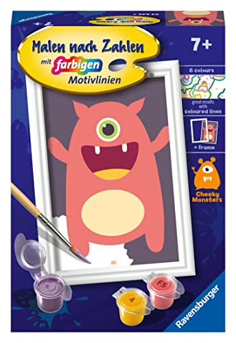 Ravensburger CreArt 23630 - Rotes Monster - Malen nach Zahlen für Kinder ab 7 Jahre, Malset mit Rahmen, Pinsel und Acrylfarben, Geschenk für Mädchen und Jungen von Ravensburger