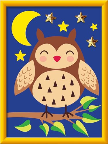 Ravensburger CreArt 23635 - Niedliche Eule - Malen nach Zahlen für Kinder ab 7 Jahre, Malset mit Rahmen, Pinsel und Acrylfarben, Geschenk für Mädchen und Jungen, mit Glitzer von Ravensburger