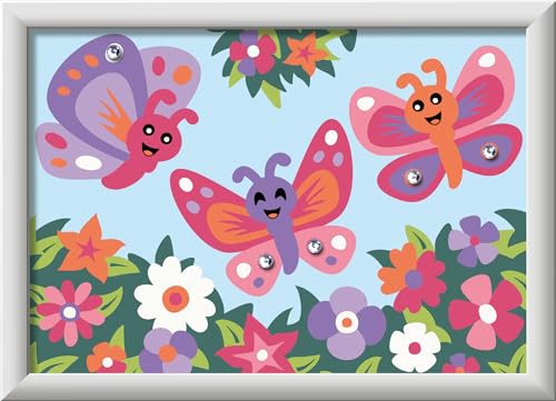 Ravensburger CreArt 23763 - Fröhliche Schmetterlinge - Malen nach Zahlen ab 7 Jahre, Malset mit Rahmen, Pinsel und Acrylfarben, Geschenk für Mädchen und Jungen, mit Glitzer von Ravensburger