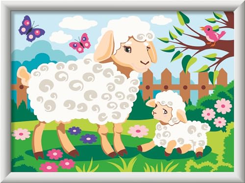 Ravensburger CreArt 23764 - Schaf mit Lämmchen - Malen nach Zahlen für Kinder ab 9 Jahre, Malset mit Rahmen, Pinsel und Acrylfarben, Geschenk für Mädchen und Jungen von Ravensburger