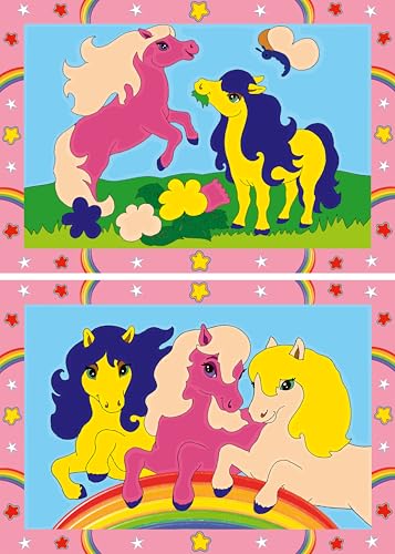 Ravensburger CreArt 27773 - Süße Ponys - Malen nach Zahlen Pferde für Kinder ab 5 Jahre, Malset mit Rahmen, Pinsel und Acrylfarben, Geschenk für Mädchen und Jungen von Ravensburger