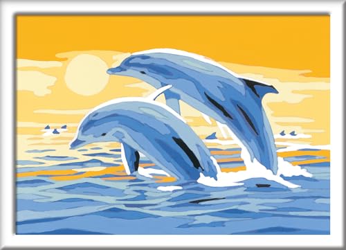 Ravensburger CreArt 28017 - Freunde des Meeres - Malen nach Zahlen Delfine für Kinder ab 7 Jahre, Malset mit Rahmen, Pinsel und Acrylfarben, Geschenk für Mädchen und Jungen Ravensburger CreArt 28017 - Freunde des Meeres - Malen nach Zahlen Delfine für Kinder ab 7 Jahre, Malset mit Rahmen, Pinsel und Acrylfarben, Geschenk für Mädchen und Jungen von Ravensburger