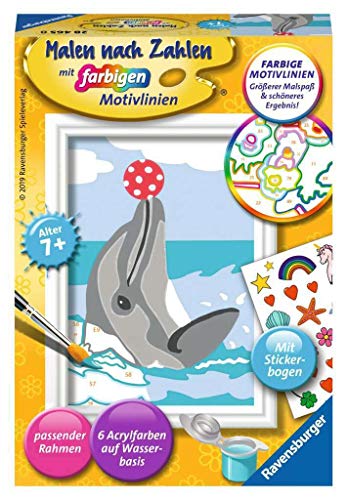 Ravensburger Malen nach Zahlen 28465- Delfin - Für Kinder ab 7 Jahren von Ravensburger Malen nach Zahlen