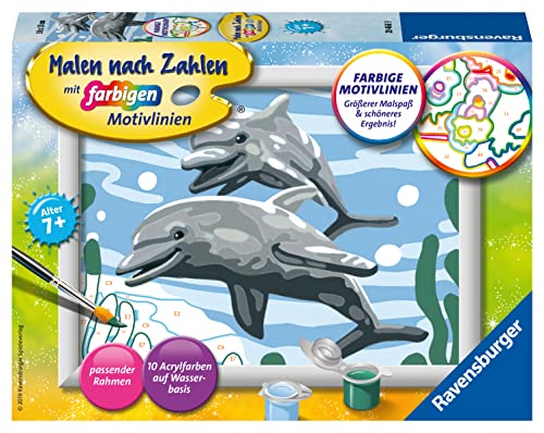 Ravensburger Malen nach Zahlen 28468 - Freundliche Delfine - für Kinder ab 7 Jahren von Ravensburger