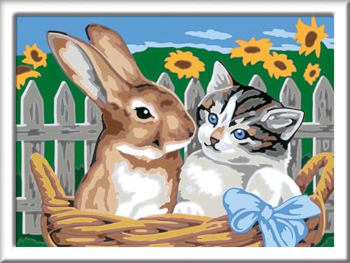 Ravensburger CreArt 28477 - Putzige Freunde - Malen nach Zahlen Hase und Katze für Kinder ab 9 Jahre, Malset mit Rahmen, Pinsel und Acrylfarben, Geschenk für Mädchen und Jungen Ravensburger CreArt 28477 - Putzige Freunde - Malen nach Zahlen Hase und Katze für Kinder ab 9 Jahre, Malset mit Rahmen, Pinsel und Acrylfarben, Geschenk für Mädchen und Jungen von Ravensburger