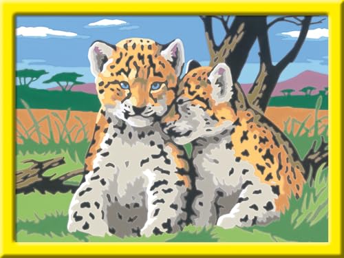 Ravensburger CreArt 28486 - Kleine Leoparden - Malen nach Zahlen für Kinder ab 9 Jahre, Malset mit Rahmen, Pinsel und Acrylfarben, Geschenk für Mädchen und Jungen von Ravensburger