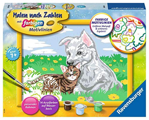 Ravensburger Malen nach Zahlen 28487- Süße Tierkinder - Für Kinder ab 7 Jahren von Ravensburger