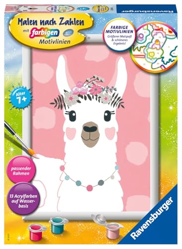 Ravensburger CreArt 28514 - No Drama Lama - Malen nach Zahlen für Kinder ab 7 Jahre, Malset mit Rahmen, Pinsel und Acrylfarben, Geschenk für Mädchen und Jungen Ravensburger CreArt 28514 - No Drama Lama - Malen nach Zahlen für Kinder ab 7 Jahre, Malset mit Rahmen, Pinsel und Acrylfarben, Geschenk für Mädchen und Jungen von Ravensburger